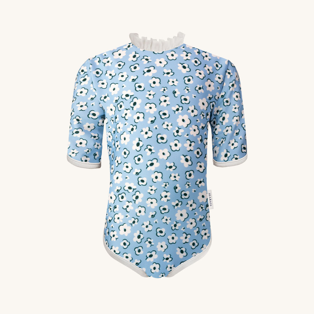 Bañador Niña Ruffle Palma - Flores Azul Claro