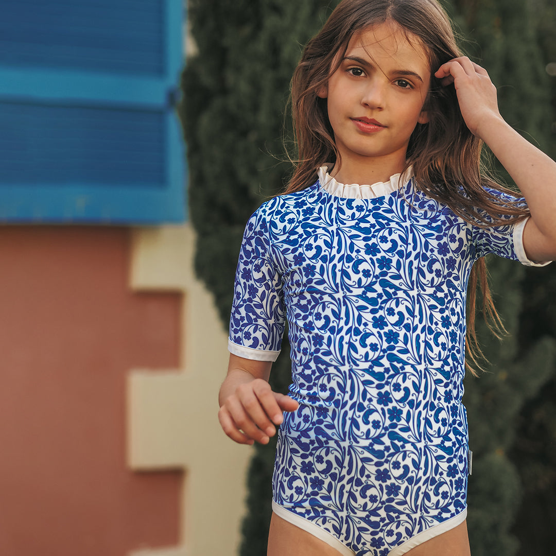 Mädchen UV Badeanzug Ruffle Positano - Blau