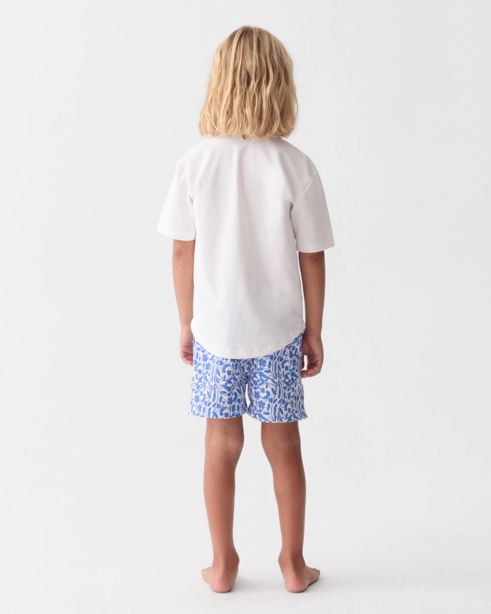 Camisa Corta UV Niño Marina Blanco