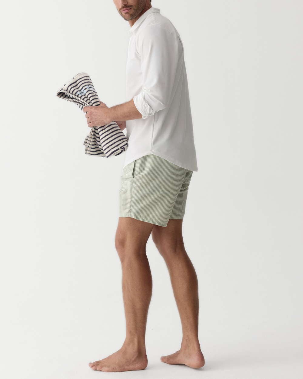 Männer UV Badeshort Portofino - Grüne Streifen