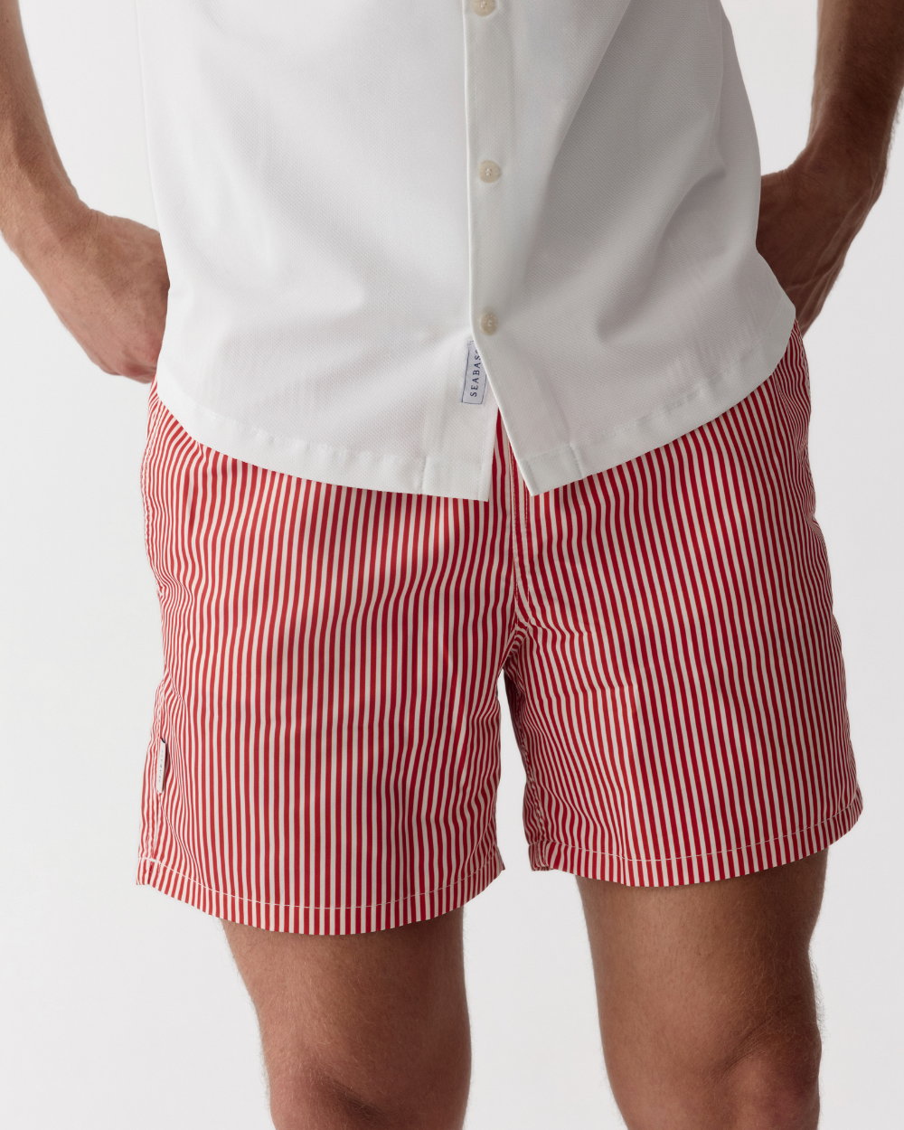 Männer UV Badeshort Venice - Rote Streifen