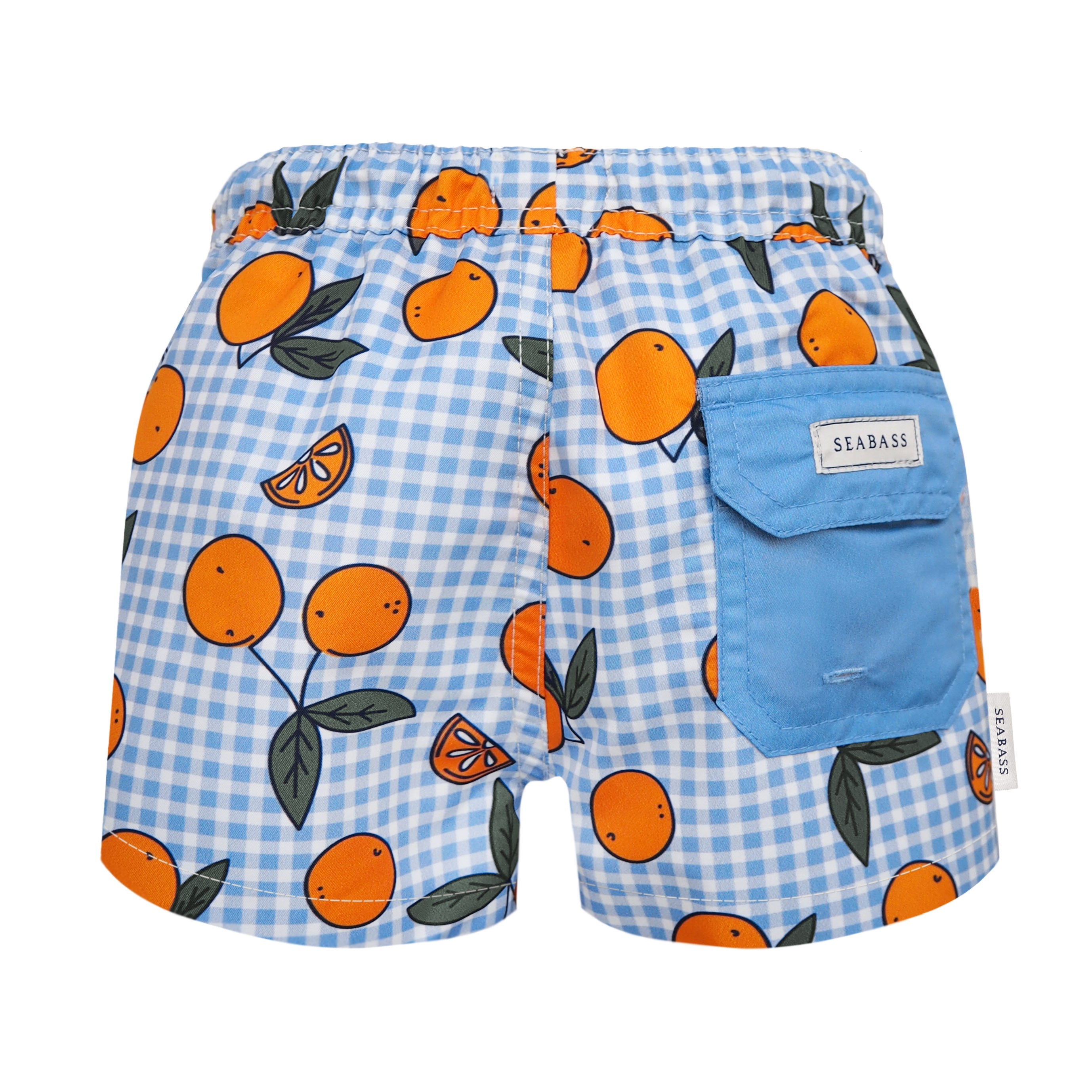 Männer UV Badeshort Corsica - Orange Blau kariert