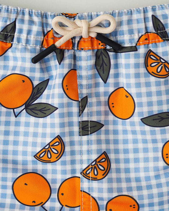 Boy UV Swim Short Corsica - orange blue gingham