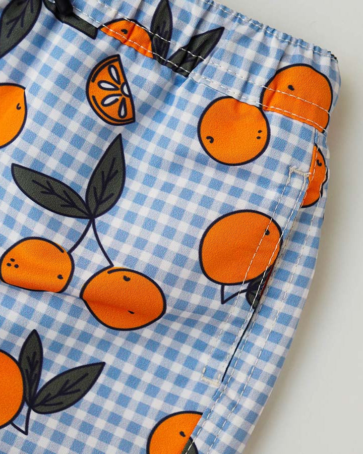 Boy UV Swim Short Corsica - orange blue gingham