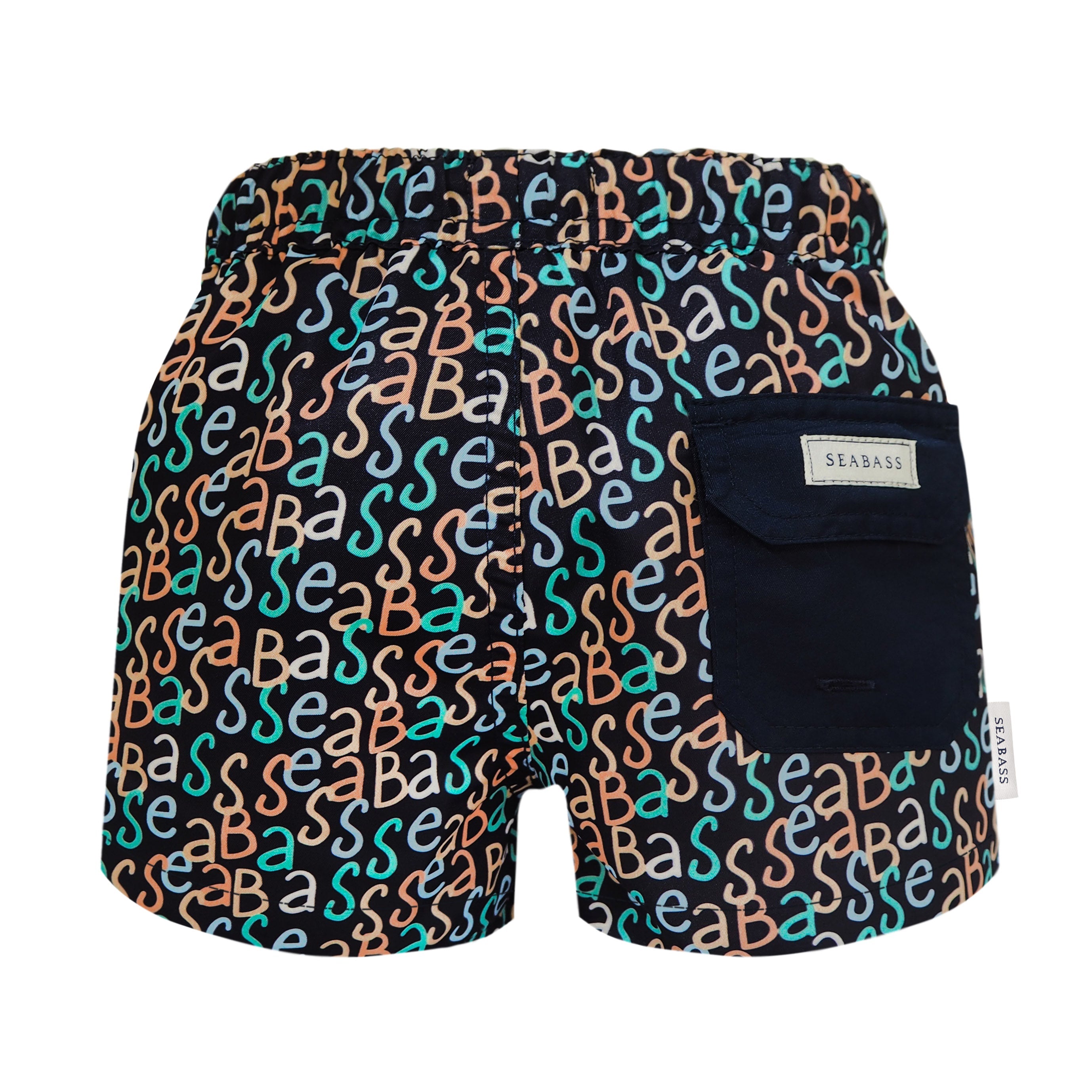 Men UV Swim Short Hollywood - navy logo print