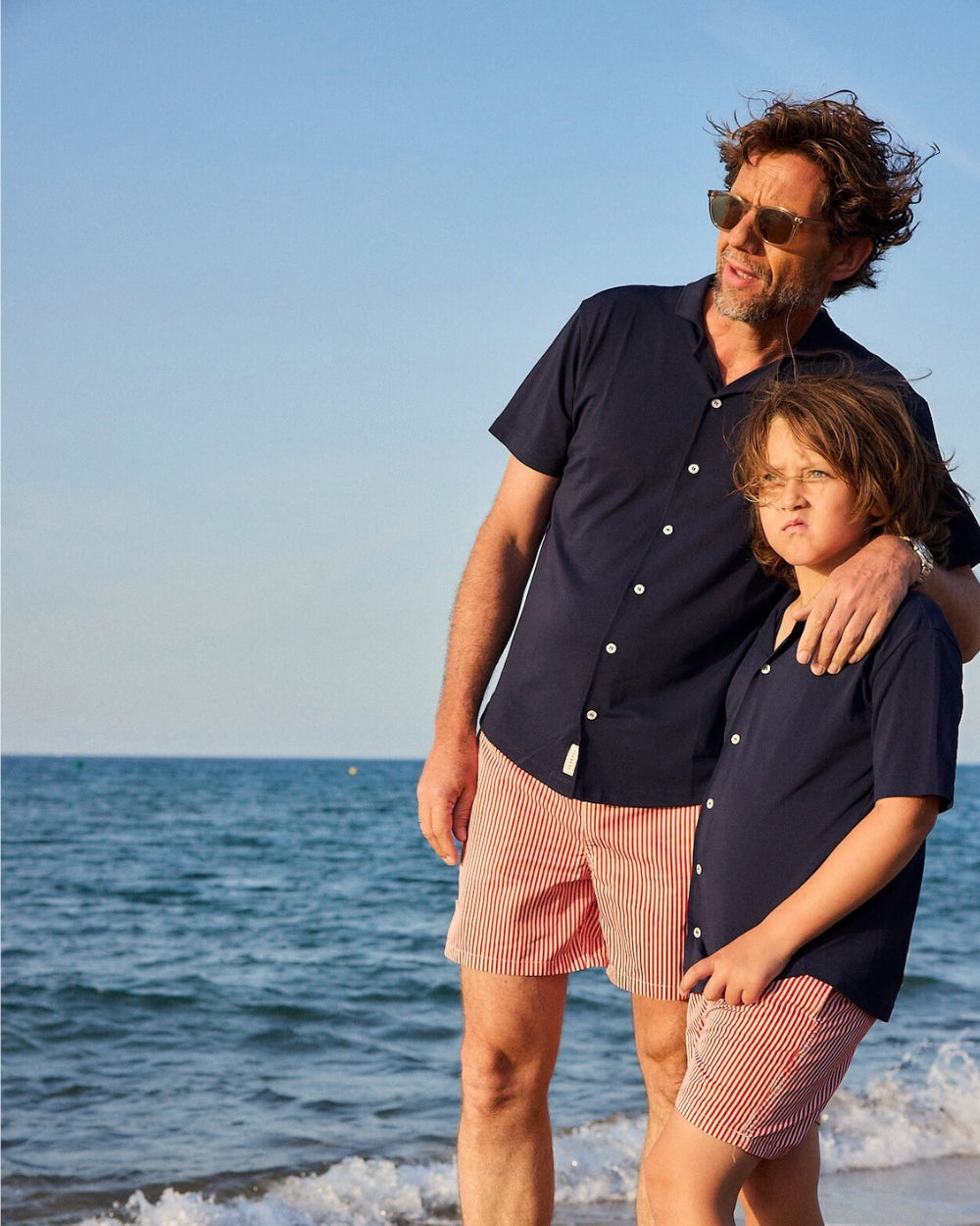 Heren Camp Shirt met UV-bescherming - marineblauw