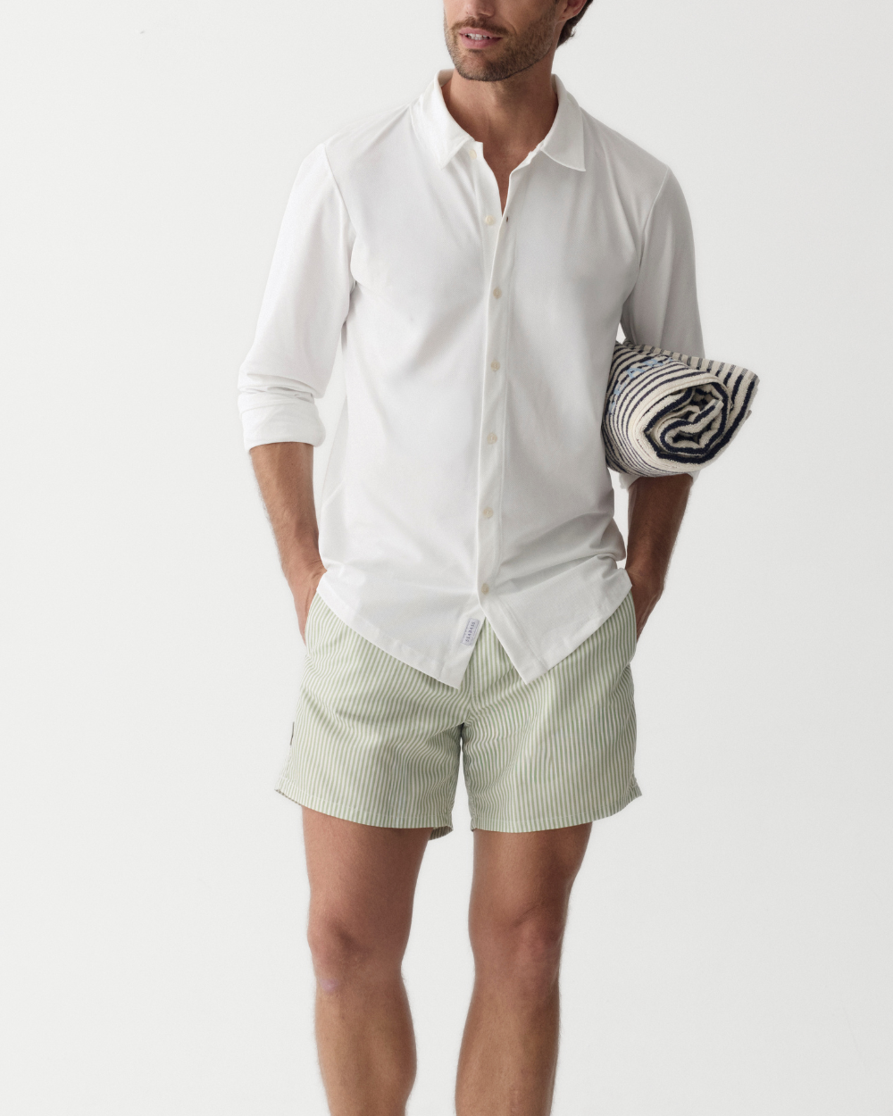 Männer UV Badeshort Portofino - Grüne Streifen