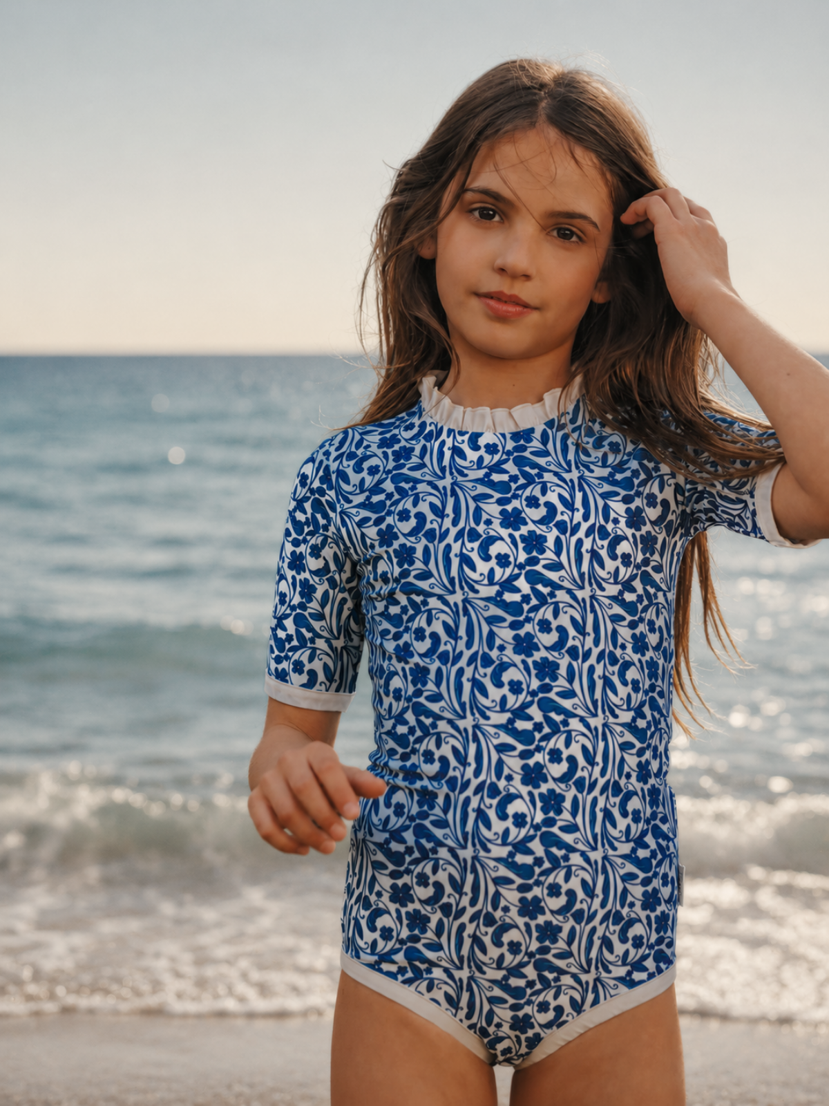 Girls UV Swimsuit Ruffle Positano
